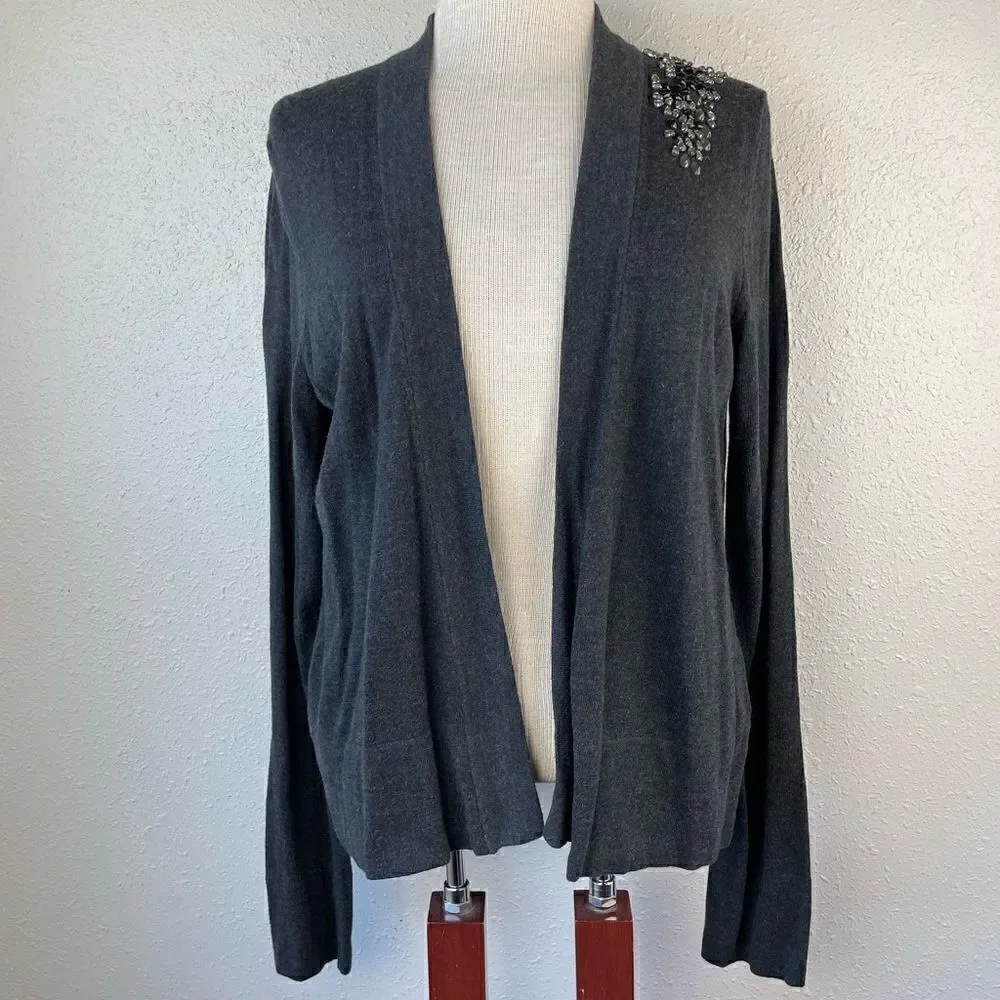 Gap Gray Silk Blend Cardigan Sweater Size L EUC